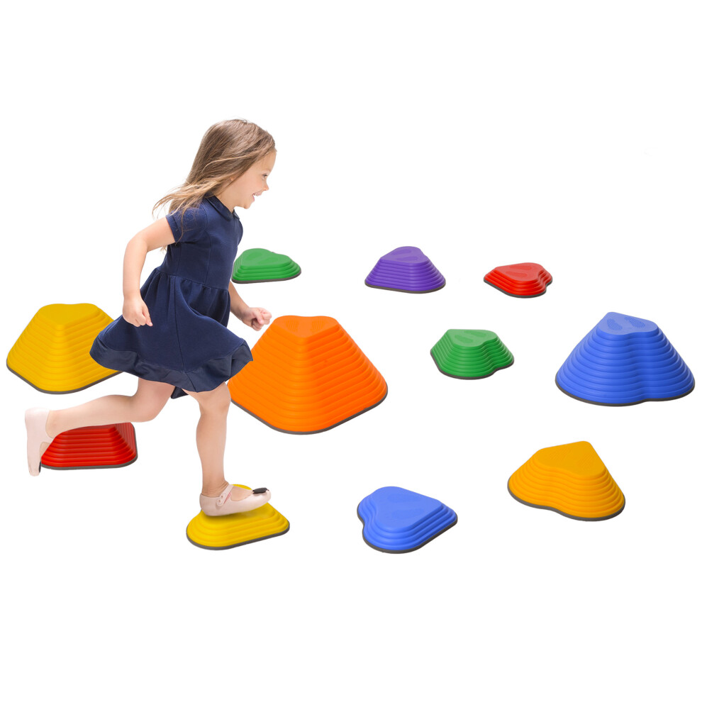 Aiyaplay 11-Piece Kids Stepping Stones, Non-Slip Stackable River Stones