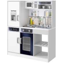 AIYAPLAY Play Kitchen, Pretend Toy Kitchen w/ Sounds, Lights, Microwave