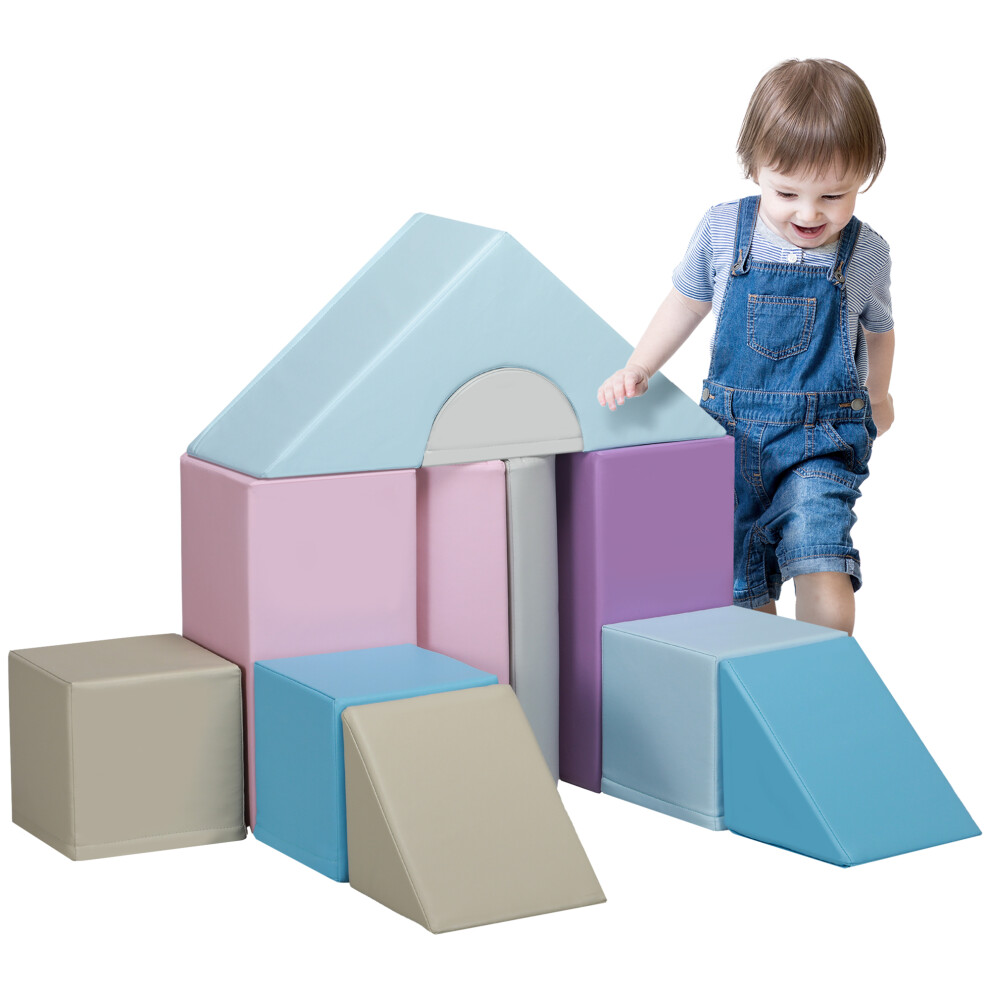 HOMCOM 11-Piece Play Equipment for Toddlers, Soft Play Set, Blue