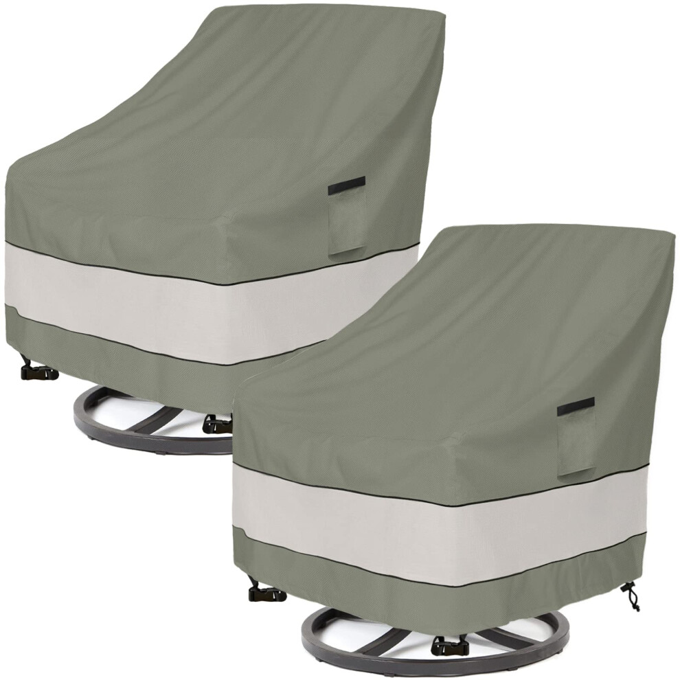 Housse de chaise longue pivotante d'ext   rieur Aacabo, lot de 2, imperm   able, 100 % polyester, 89 x 94 x 97 cm, pour ext   rieur, vert gris   tre