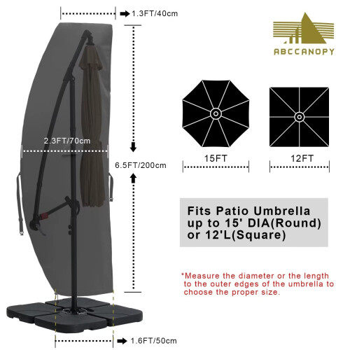 ABCCANOPY Offset Umbrella Cover for 8FT to 15FT Black 1