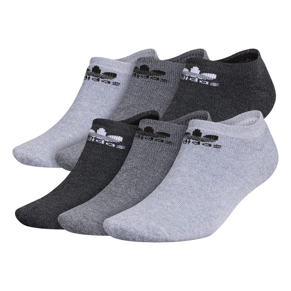 Adidas Originals Trefoil No Show Socks (6-Pair) Grey/Onix Grey/Black Large