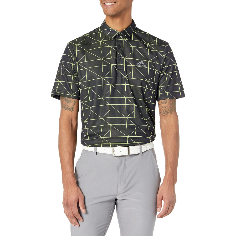 Adidas Men's Jacquard Polo Shirt Black/Pulse Lime Large