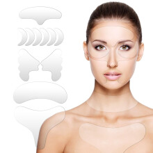 Adorila 11 Pcs Wrinkle Patches Kits Reusable Silicone Facial Wrinkle Patches for Women & Men Multi-Site Anti Wrinkle Face Patches