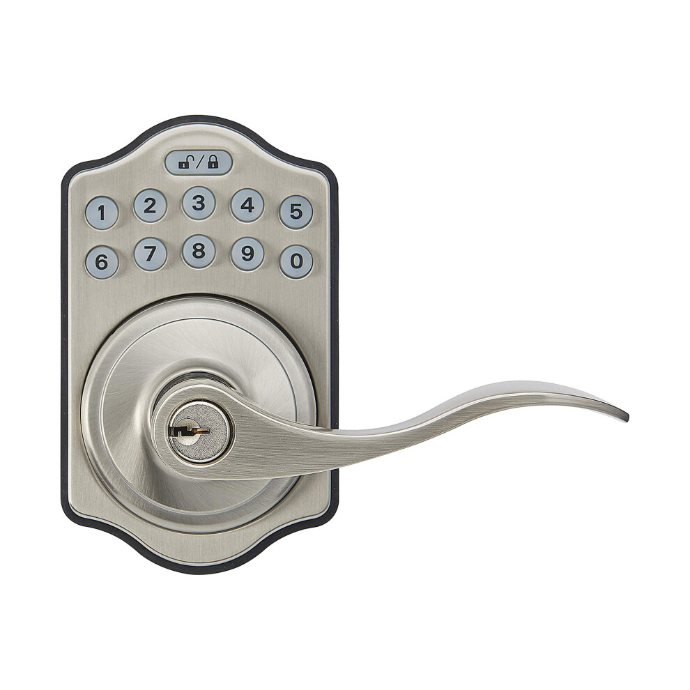 Amazon Basics Electronic Keypad Entry Lever Door Lock Satin Nickel 7.83 Cm X 12.91 Cm