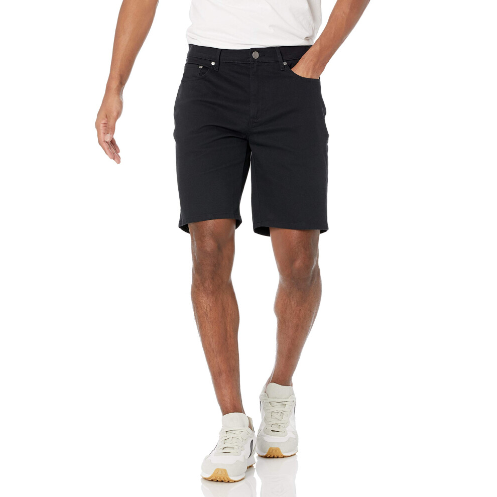 Amazon Essentials Mens Slim-Fit 9 Inseam Stretch 5-Pocket Short Black 30