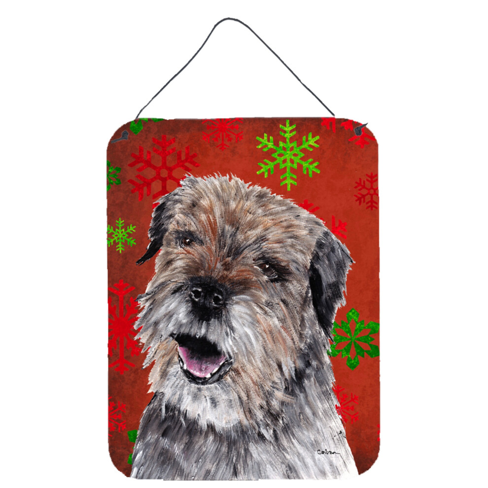 ""Caroline's Treasures Border Terrier Flocon De Neige Rouge D Coration Murale Ou De Porte De No L 16"""""""" X 12""""""""""-image
