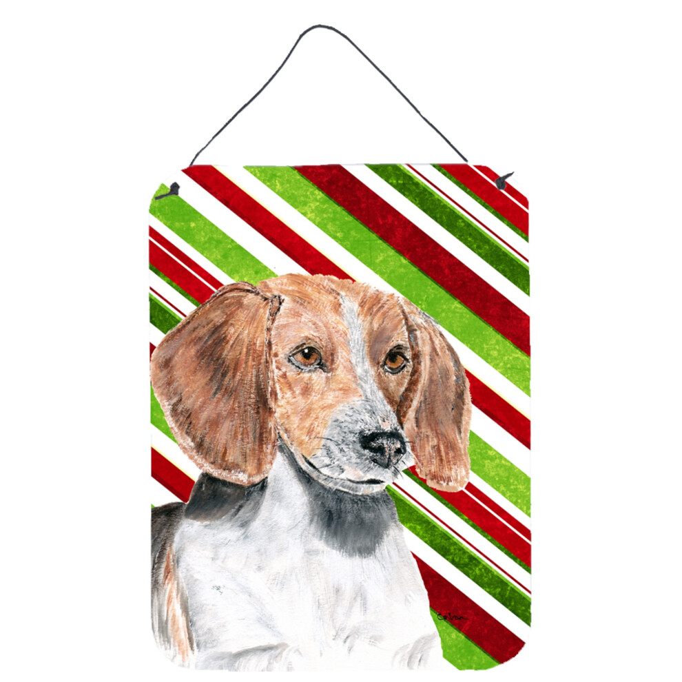 ""Caroline's Treasures Weihnachtsdrucke Mit Zuckerstangenmotiv, Englischer Foxhound, Zum Aufh Ngen An Die Wand Oder T R, 40,6 X 30,5 Cm-image
