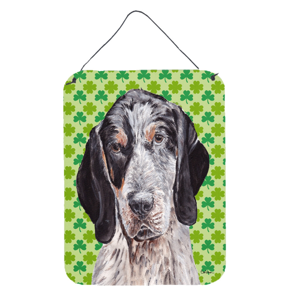 Caroline's Treasures Blue Tick Coonhound Lucky Shamrock St. Patrick's Day Wall Or Door Refing 16 X 12-image