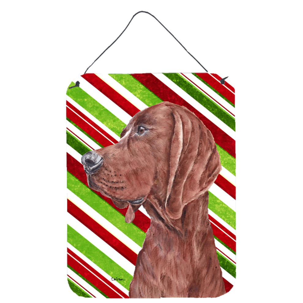 """"Caroline's Treasures Redbone Coonhound Candy Cane Stampe Natalizie Da Appendere Alla Parete O Alla Porta 16"""""""" X 12""""""""""""-image