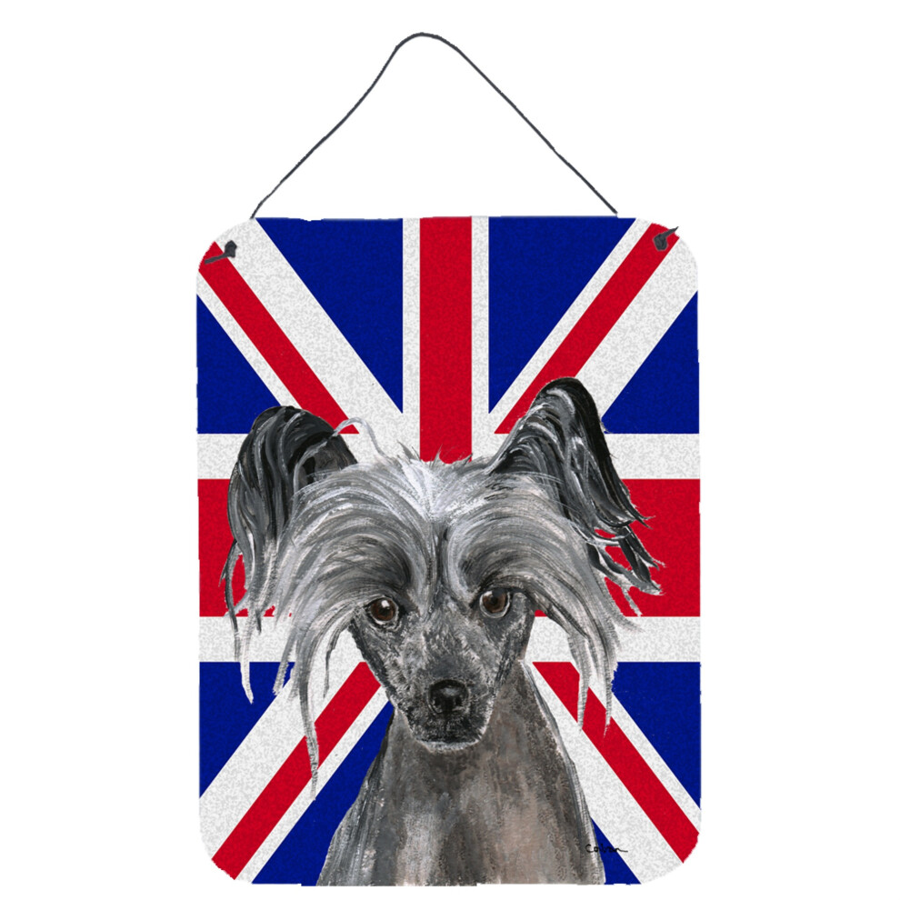 ""Tesoros De Caroline SC9857DS1216 Impresi N Para Colgar En La Pared O Puerta Con Cresta China Y Bandera Brit Nica, 40,6 X 30,5 Cm""-image