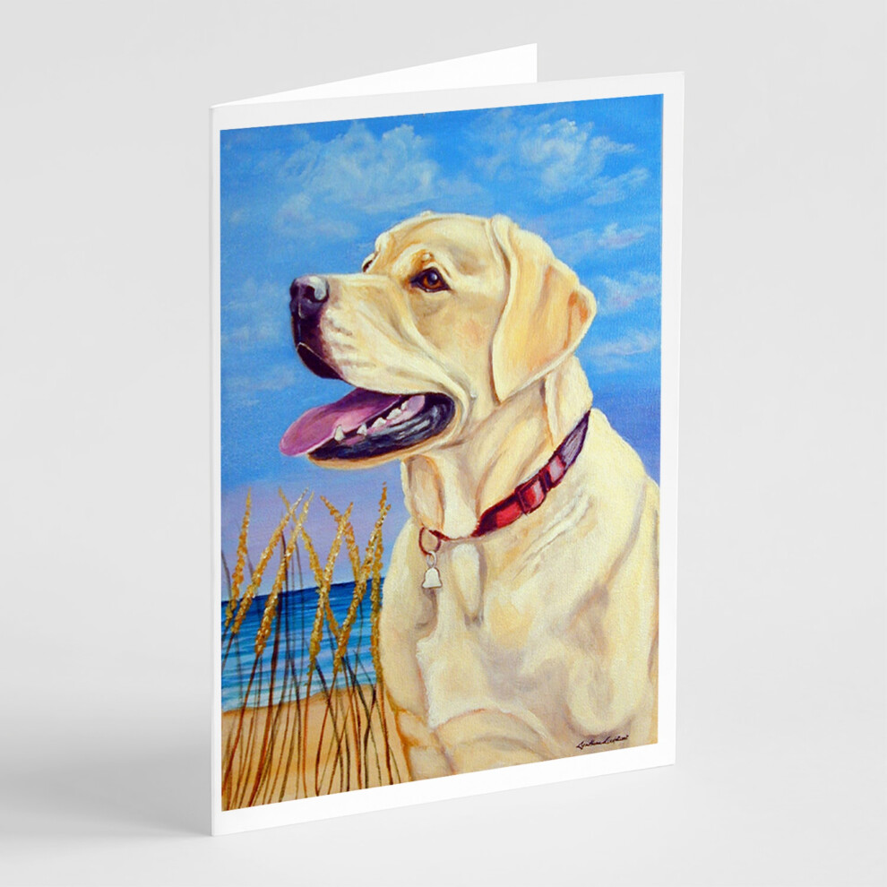 Lot De 8 Cartes De V Ux Et Enveloppes Labrador Jaune La Plage-image