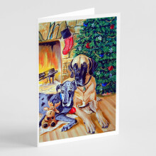 Cartes de Noël Great Dane Fawn et Bleu avec Enveloppes - Pack de 8