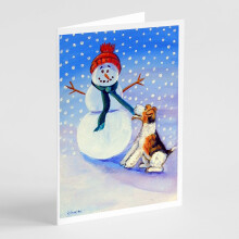 Cartes de vœux Bonhomme de neige avec Fox Terrier - Lot de 8