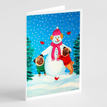Cartes de vœux Bonhomme de neige avec Carlin - Pack de 8