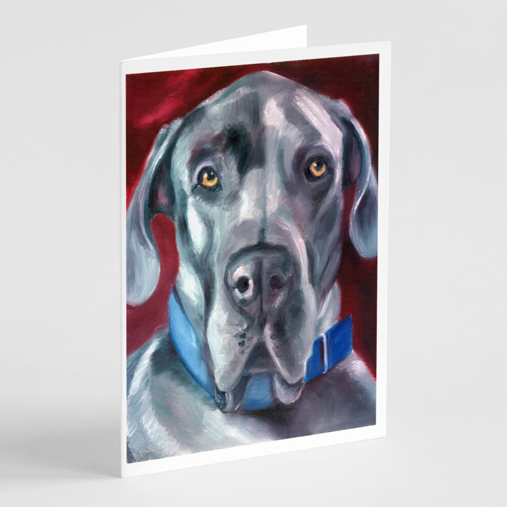 Lot De 8 Cartes De V Ux Et Enveloppes Oreilles Naturelles Pour Chien Dogue Allemand Et Collier Bleu-image