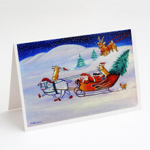 Cartes de vœux Corgi avec traîneau du Père Noël - Pack de 8