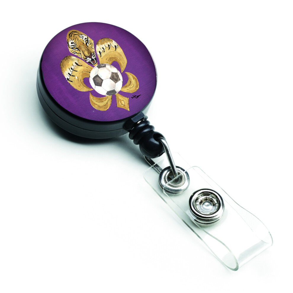 Caroline's Tiger Tiger Fleur De Lis Soccer Sconeble Badge Reel (8477Br)-image