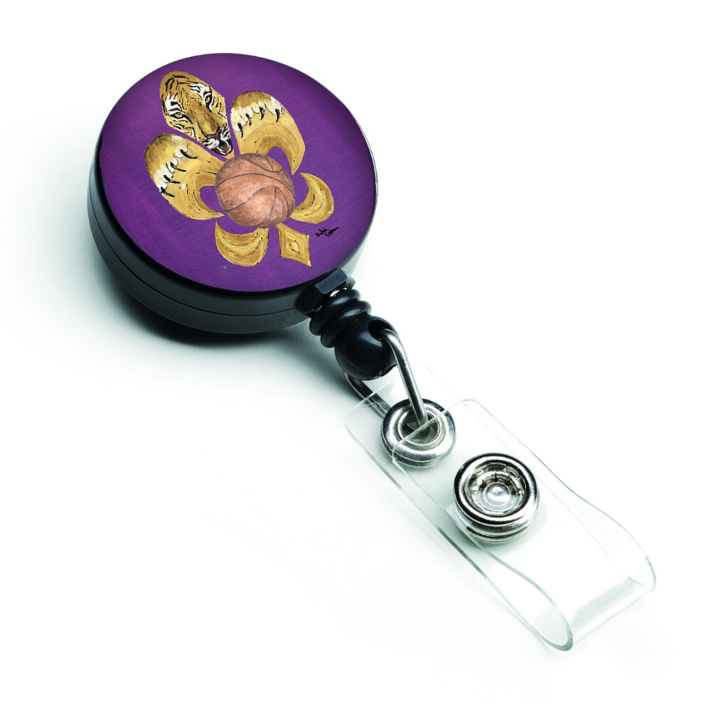 ""Caroline's Treasures Tiger Fleur de lis Basketball Enrouleur de badge r   tractable Multicolore (8478BR)""