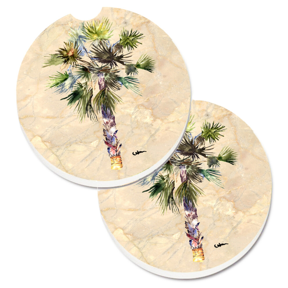 Caroline's Treasures Palm Tree Set Of 2 Cup Holder Car Coasters 8481Carc 2.56 Multicolor 638508562265
