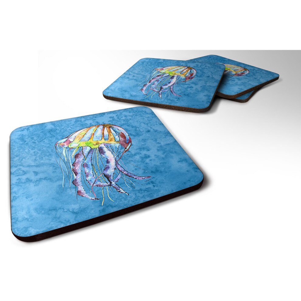 """"Caroline's Treasures 8682FC Sous-Verres En Mousse Jellyfish (Lot De 4) 3,5"""""" H X 3,5"""""" L Multicolore""""-image