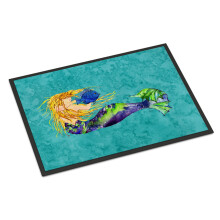 ""Caroline's Treasures 8724JMAT Blonde Mermaid on Teal Indoor or Outdoor Mat 24 x 36"""" Multicolor""