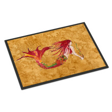 ""Caroline's Treasures 8727JMAT Ginger Red Headed Mermaid on Gold Indoor or Outdoor Mat 24 x 36"""" Multicolor""