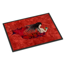 ""Caroline's Treasures 8726MAT Black Haired Mermaid on Red Indoor or Outdoor Mat 18 x 27"""" Multicolor""