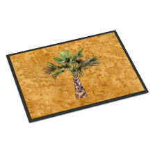 ""Caroline's Treasures 8706MAT Palm Tree on Gold Indoor or Outdoor Mat 18 x 27"""" Multicolor""