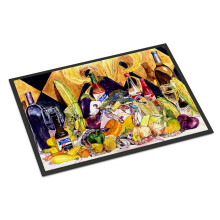 ""Caroline's Treasures 8638MAT Crystal Hot Sauce with Fleur De Lis and Wine Indoor or Outdoor Mat 18 x 27"""" Multicolor""