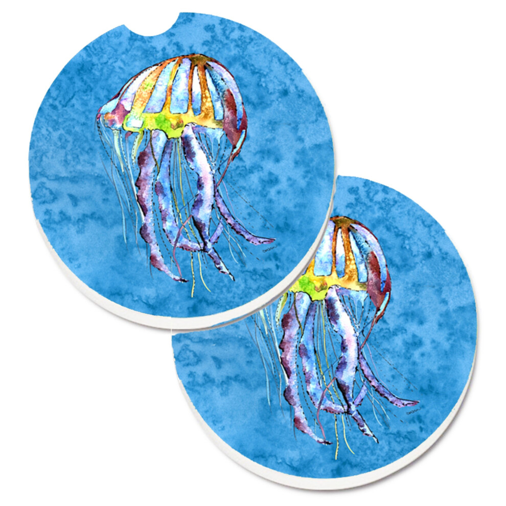 ""Caroline's Treasures Jellyfish Set Van 2 Bekerhouder Auto Onderzetters 8682CARC 2.56 Multicolor""-image