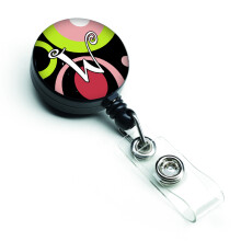"""" Caroline's Treasures Letter W Monogram Retro in Black Retractable Insigna Reel Multicolor (AM1002-WBR) """"
