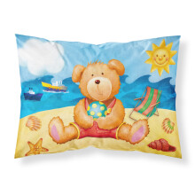 Caroline's Treasures "Teddy Bear på stranden" tryckt kuddöverdrag, standard, flerfärgad