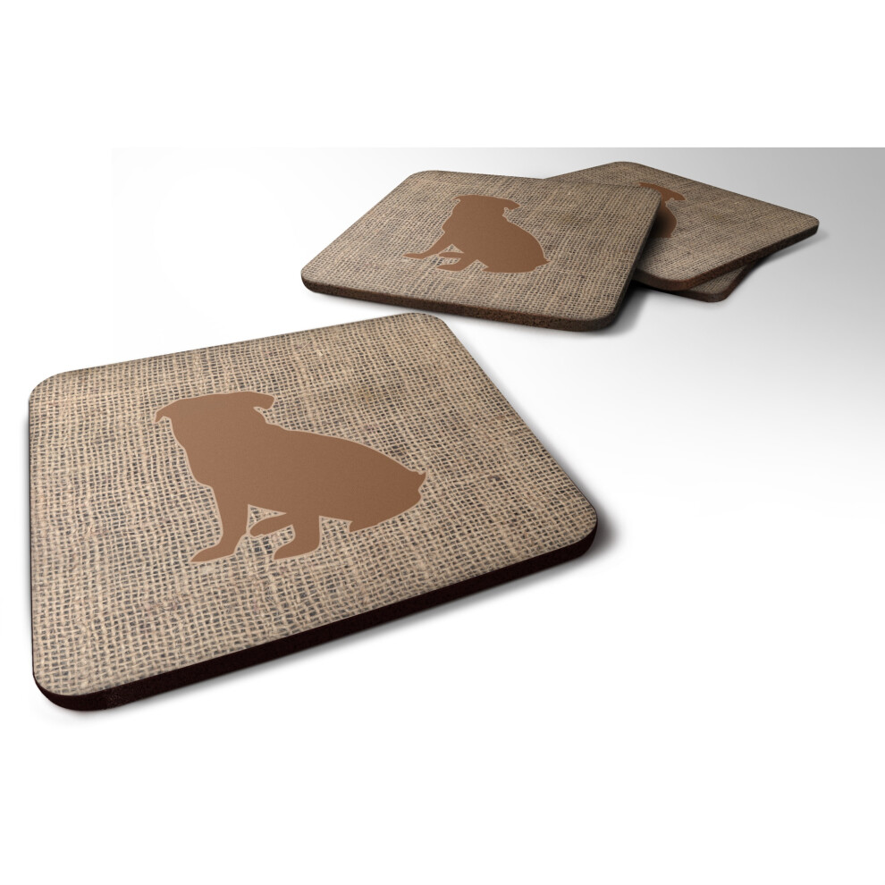 """"Caroline's Treasures BB1084-BL-BN-FC Sous-Verres En Toile De Jute Et Mousse Marron Pug (Lot De 4) 3,5"""""" H X 3,5"""""" L Multicolore""""-image