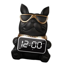 (Black, 18.5CMX20CMX26.5CM) Digital Alarm Clock Desk Speaker Car Dresser French Dog Tissue Box Cover