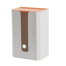 (White with Pink Lid, as described) Wall Mounted Tissue Box with Lid Ornament Home Decoration Toilet Tissue Case White with Grey Lid