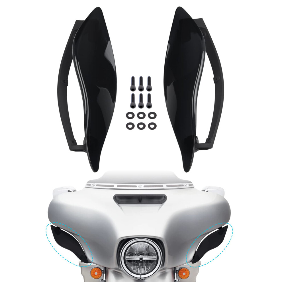Anonemoto Black Adjustable Wind Deflectors Upper Fairing Air Deflectors Compatible With Harley Davidson 2014-2024 Street, Electra Glide, Ultra Limited, Tri Glide, Cvo Fairing Side Wing Windshield
