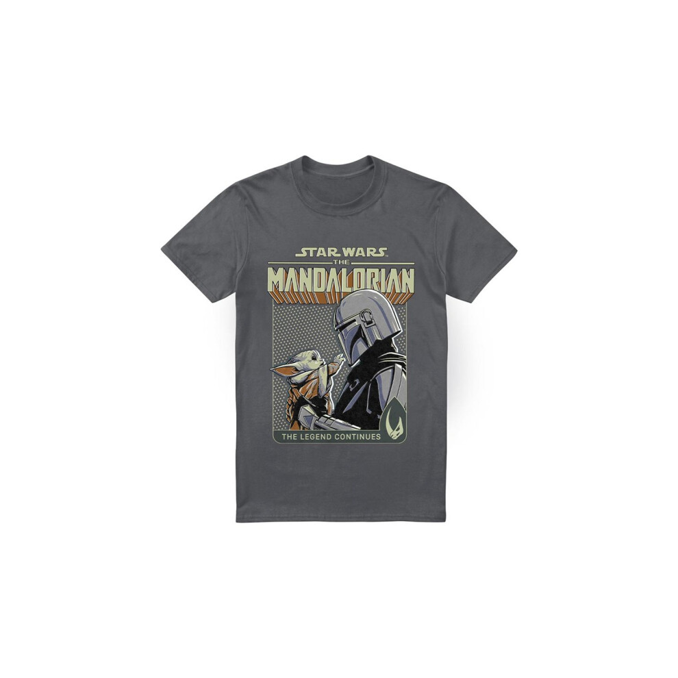 (XXL, Charcoal) Star Wars: The Mandalorian Mens Legend Continues Grogu T-Shirt