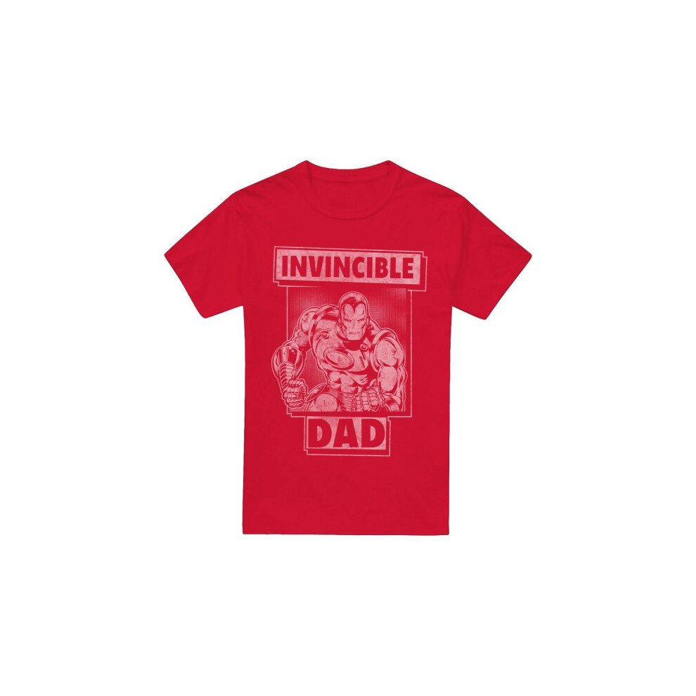 (M, Red) Iron Man Mens Invincible Dad Fathers Day T-Shirt