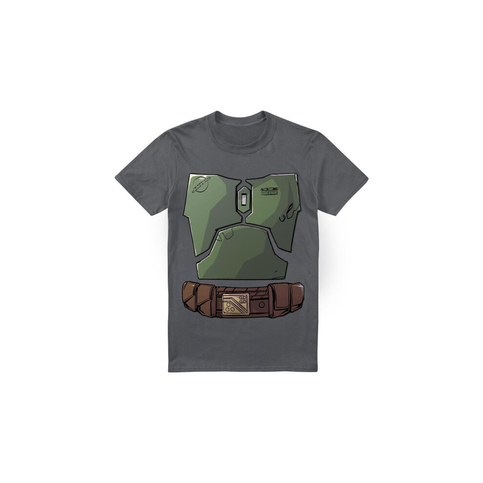 (XL, Charcoal) Star Wars Mens Boba Fett Costume T-Shirt