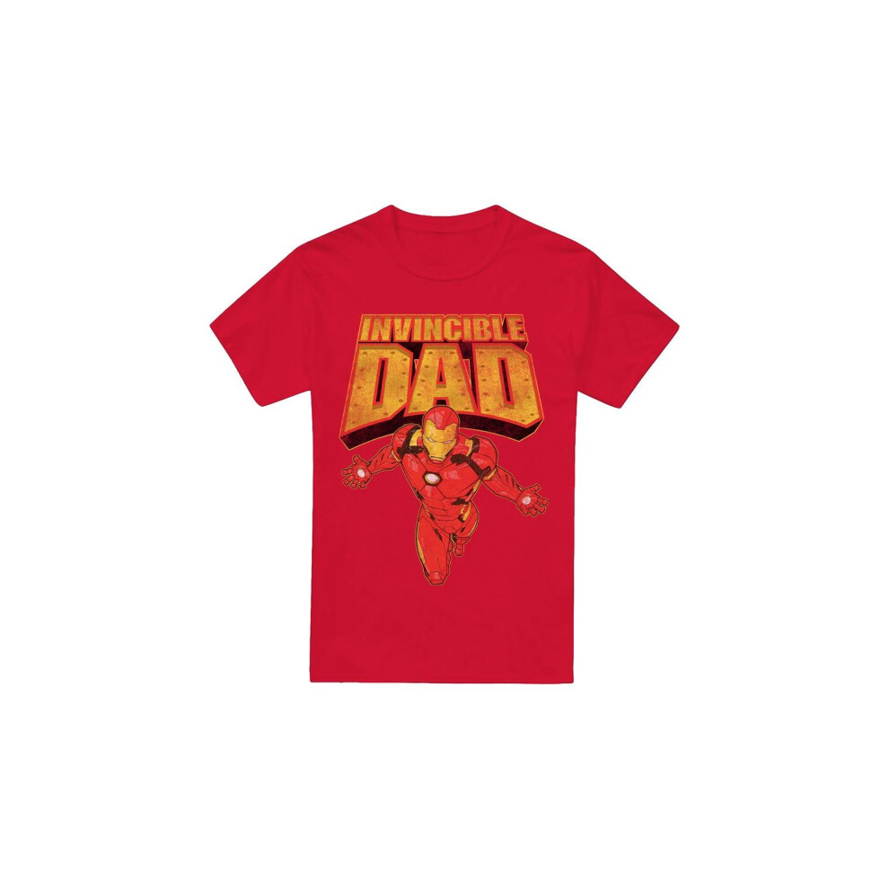 (XL, Red) Iron Man Mens Invincible Dad Flying Fathers Day T-Shirt