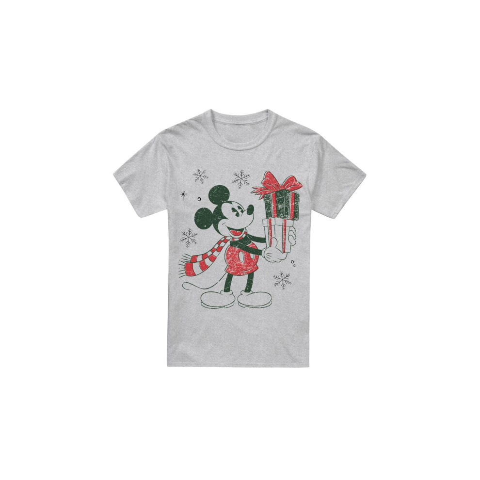 Disney (Xl, Sport Heather) Mickey Mouse Present Christmas T-Shirt Men's