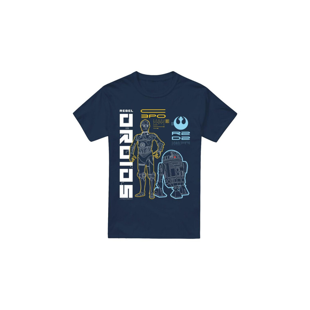 (S, Navy) Star Wars Mens Rebel Droids T-Shirt