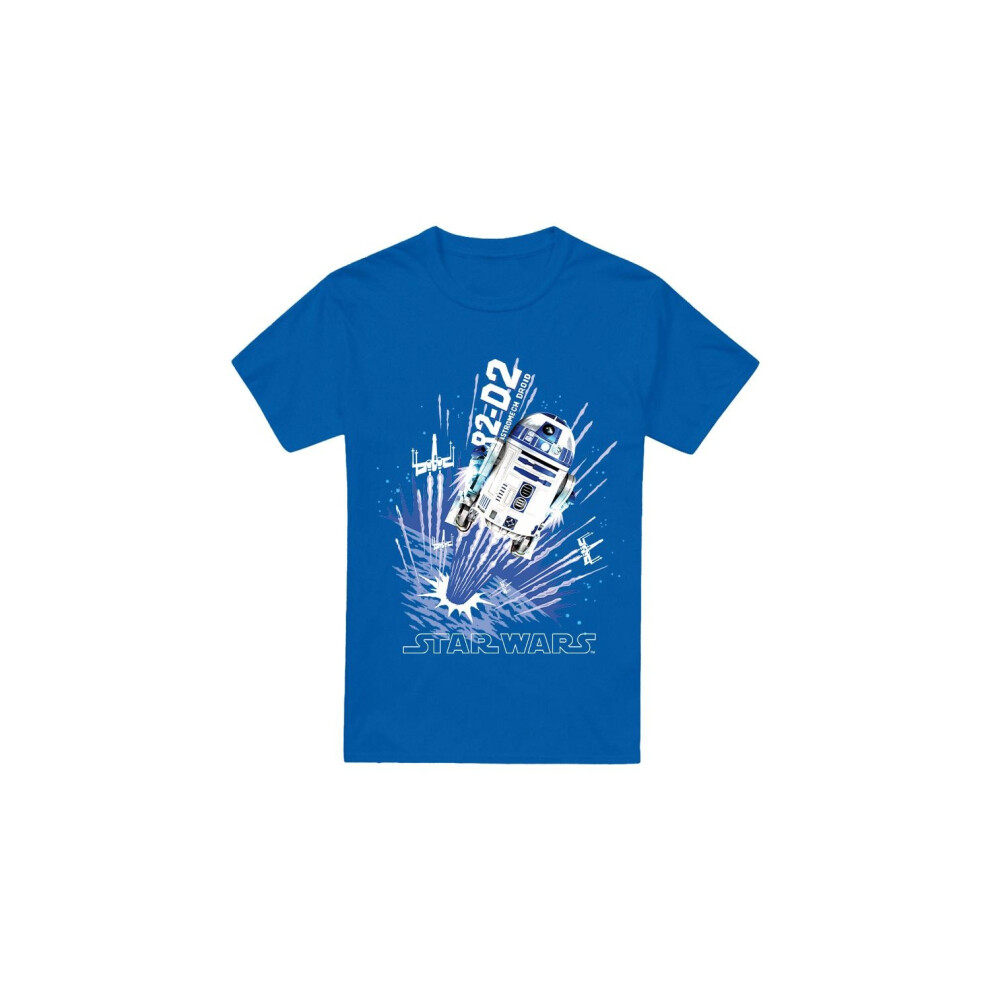 (S, Royal Blue) Star Wars Mens Blast Off R2-D2 T-Shirt