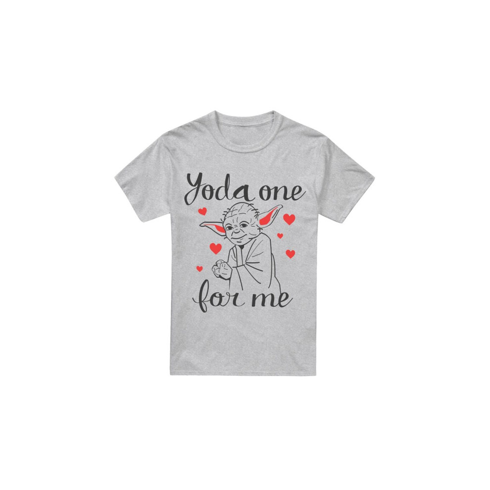 (S, Sport Heather) Star Wars Mens Yoda One For Me Valentine's Day T-Shirt