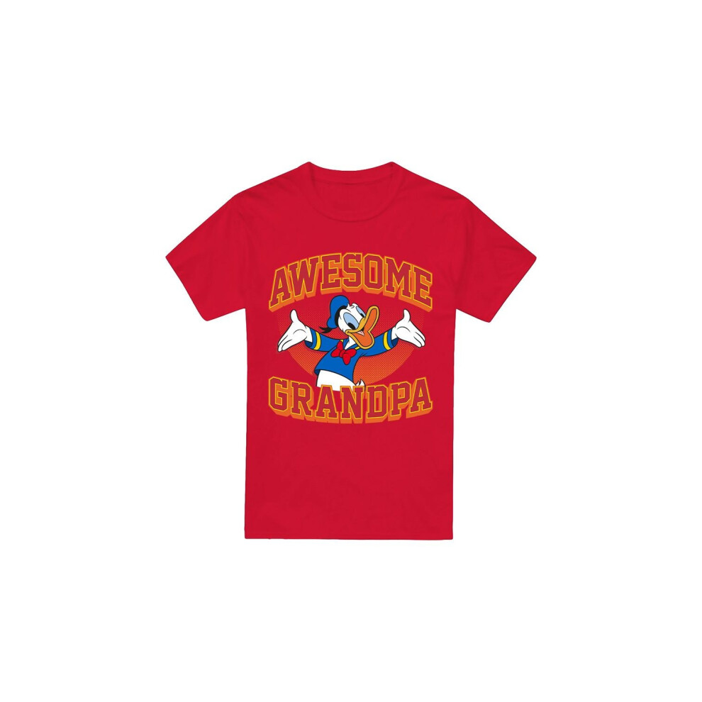 (S, Red) Disney Mens Awesome Grandpa Donald Duck T-Shirt