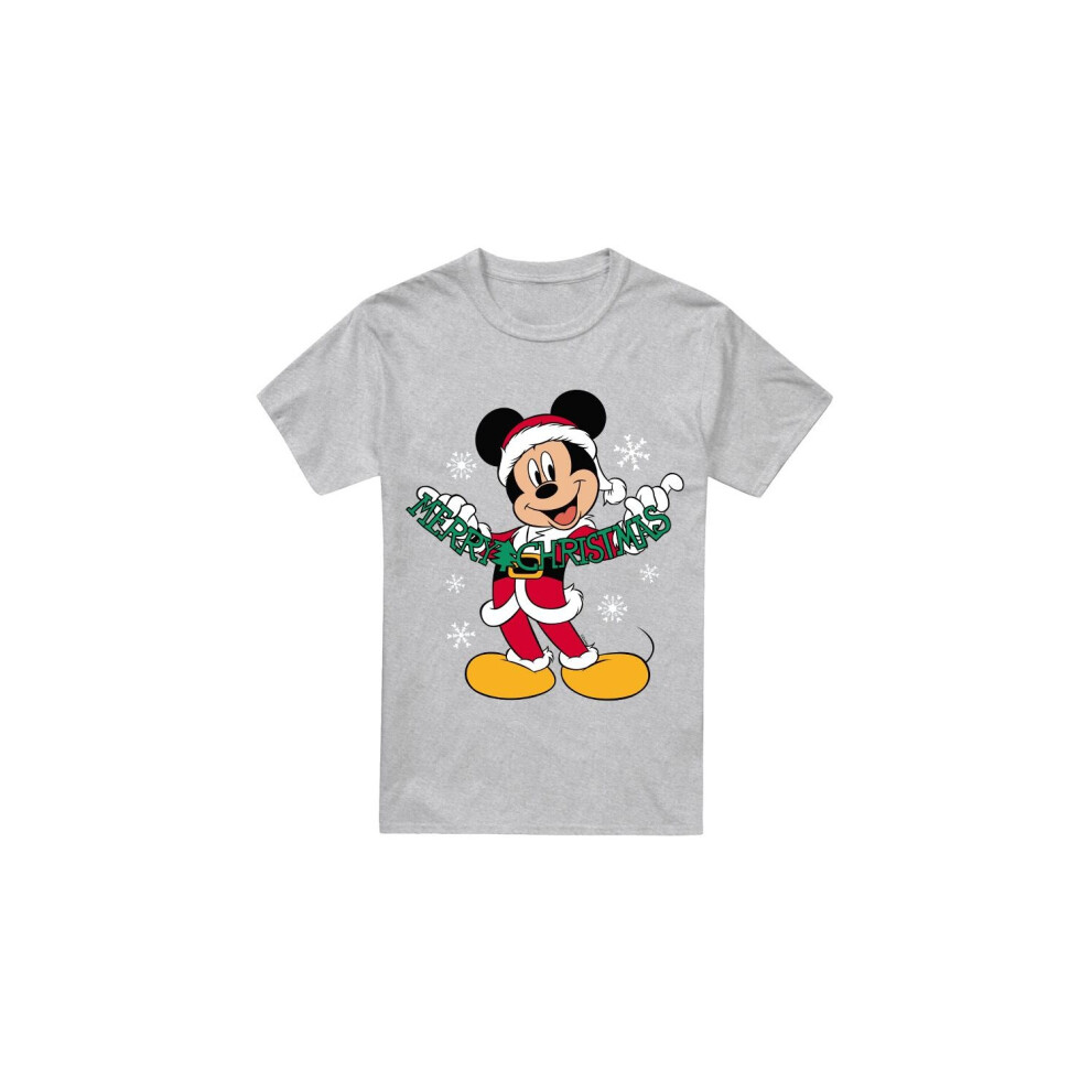 (XL, Sport Heather) Disney Mens Merry Christmas Mickey Mouse T-Shirt