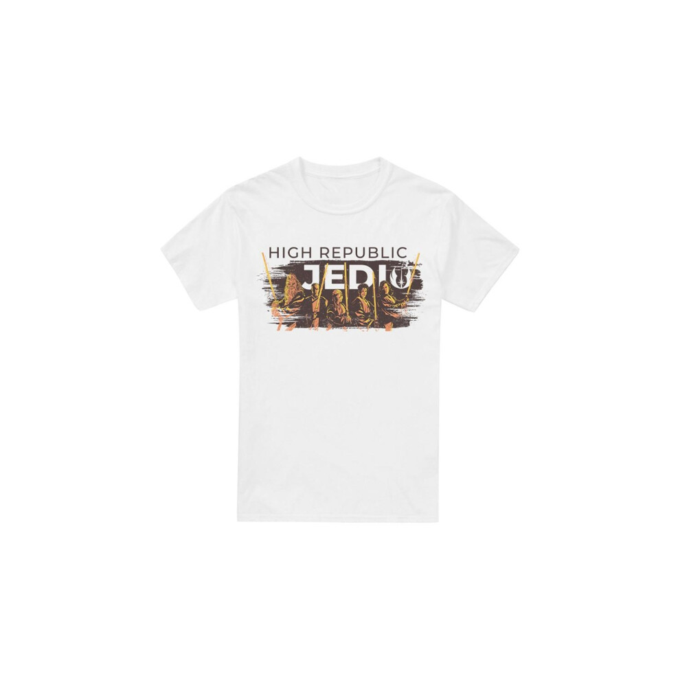 (S, White) Star Wars: The Acolyte Mens High Republic Jedi Ink Group T-Shirt