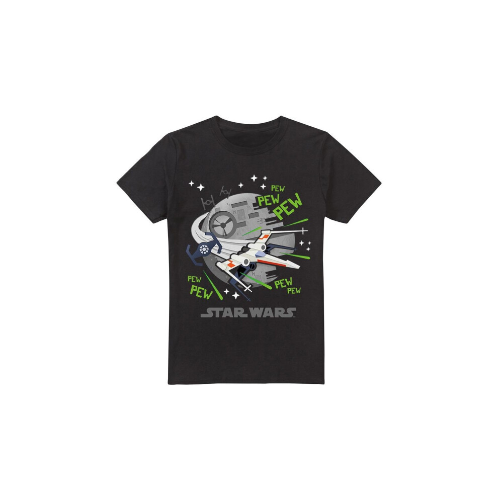 (XXL, Black) Star Wars Mens Pew Pew X-Wing T-Shirt