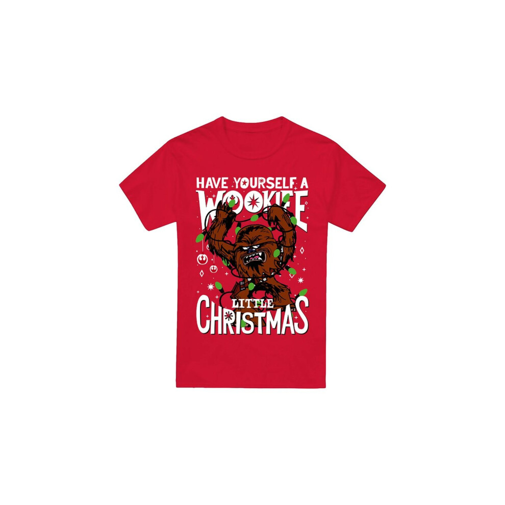 (XXL, Red) Star Wars Mens A Wookie Little Christmas T-Shirt